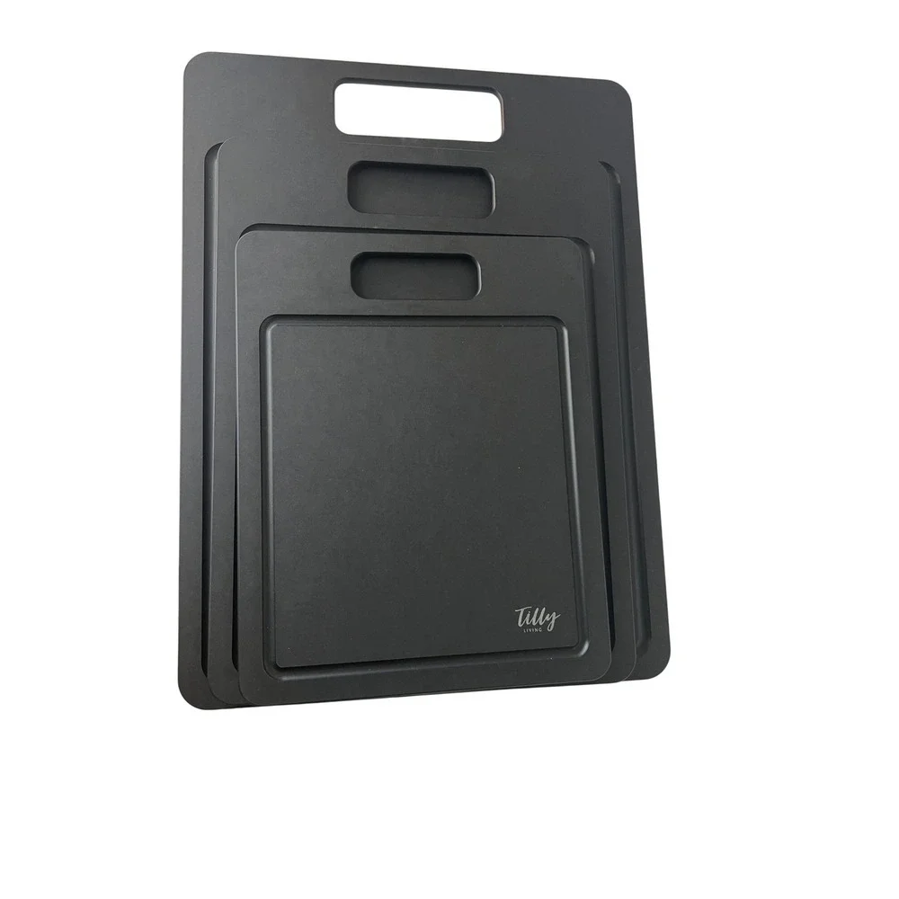 Tilly Living Grainbond Wood Fibre Chopping Board 3 Piece Set in Black‎ Groove